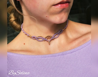 Dainty macrame necklace • choker or tiara • customizable boho jewelry