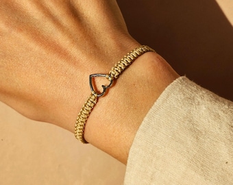 Macrame bracelet heart silver • customizable friendship bracelet • gift idea for girlfriend