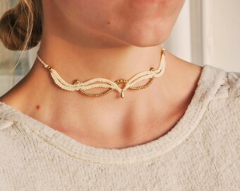 Elegant macrame necklace choker or tiara • customizable boho jewelry