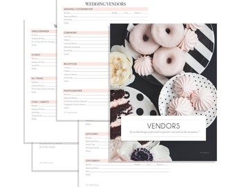 Wedding Vendors Checklist and details list, My Wedding Planner, Photographer, Attire, Tracker and List, Download, Coordinator Printable