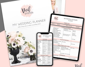 Wedding Planner Paperback Book and Digital Spreadsheet Templates, Wedding Training Videos, Timeline, Checklist, To-Do List, Vendors,