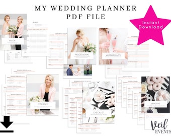 My Wedding Planner PDF (not excel) , Organizer, Instant Download, Printable, Timeline, Itinerary, Budget, Check-List and To-Do List