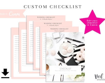 Custom EDIT Wedding Monthly Checklist, Wedding To-Do List, Add to your list, Canva Template, Fill in the Blank, Download