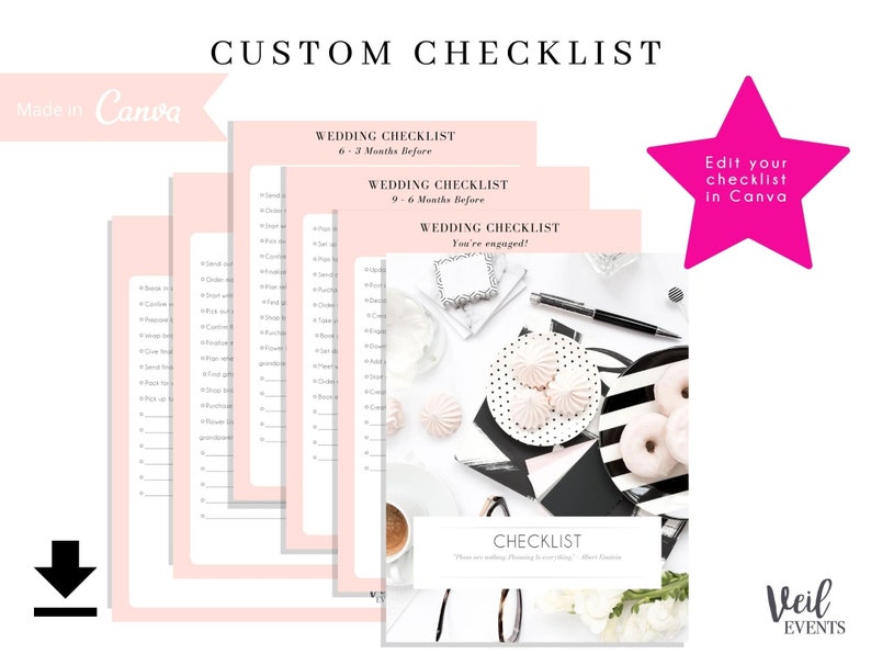 Custom EDIT Wedding Monthly Checklist, Wedding To-Do List, Add to your list, Canva Template, Fill in the Blank, Download image 1