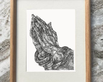 Betende Hände Linie Kunst Druck: Minimalistische christliche Dekoration (Digitaler Download)