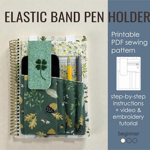 Elastisches Band Stiftehalter PDF Schnittmuster: Stoff Federmäppchen für Notebook