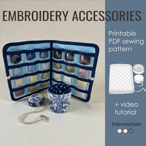 Embroidery Accessories PDF Pattern | Thread Organizer, Fabric Bin & Tape Measure Case | Sewing Tutorial