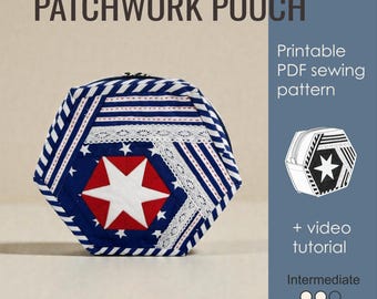 Molde para Bolsa de Retalhos | Tutorial em PDF para Bolsa de Cosméticos Acolchoada