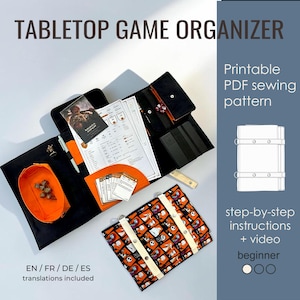 Tabletop Game Organizer Sewing Pattern, Customizable RPG Folder, D&D Master Insert Screen, Dice Tray, PDF Digital Download