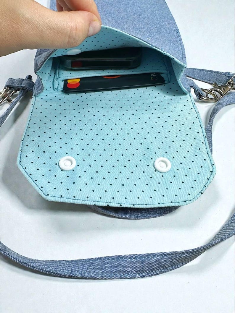 Crossbody Phone Bag PDF Pattern | Small Fabric Purse With Flap ...