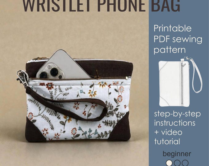Pouch Pdf Pattern Wristlet Pouch Sewing Pattern PDF, Phone & Essentials Bag With Zippers ...