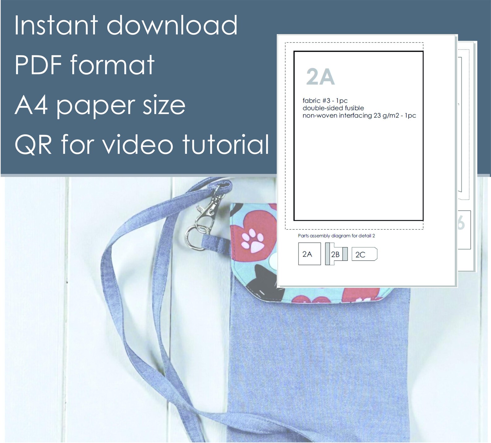 Crossbody Phone Bag PDF Pattern | Small Fabric Purse With Flap ...