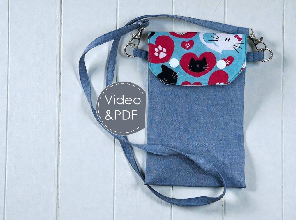 Crossbody Phone Bag PDF Pattern | Small Fabric Purse With Flap ...