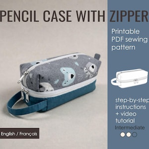 DIY Pencil Case with Zipper | Easy Beginner Pouch Tutorial | PDF Sewing Pattern | Multilingual Instructions (En, Fr)