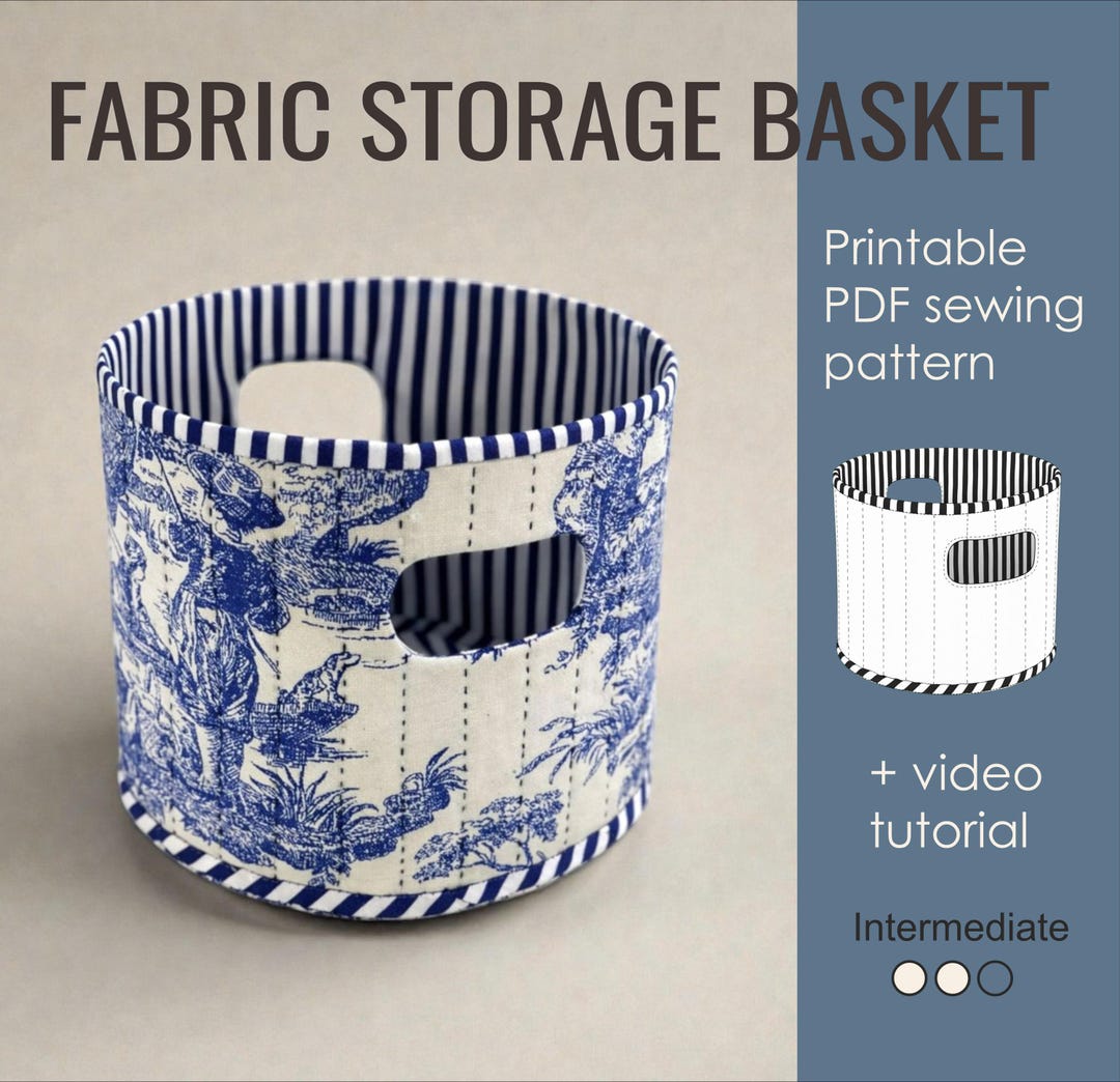 DIY Fabric Storage Basket Sewing Pattern: Quilted Design With Handles ...