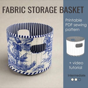 Patrón de costura para cesta de almacenamiento de tela DIY: Diseño acolchado con asas (Tutorial en PDF)