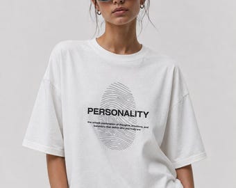 Personality Fingerprint Graphic Tee | Dark Minimalist Unisex Cotton T-Shirt