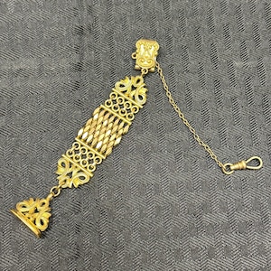 Antique Art Deco Victorian Ornate Gold Filled Wide Pocket Watch Chain Fob