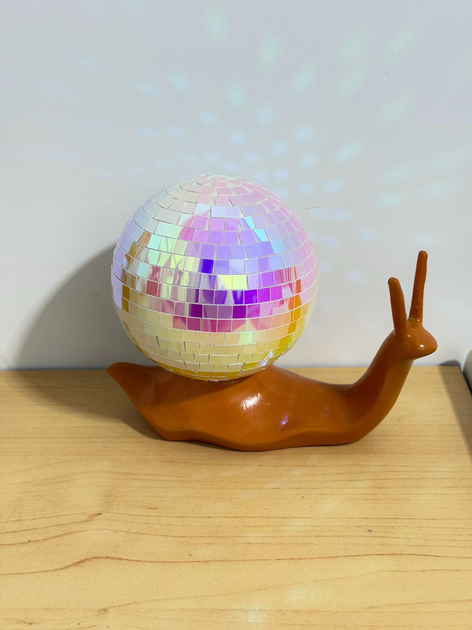 Rainbow Disco Ball Snail Statue, Funky Desk Decor - Etsy