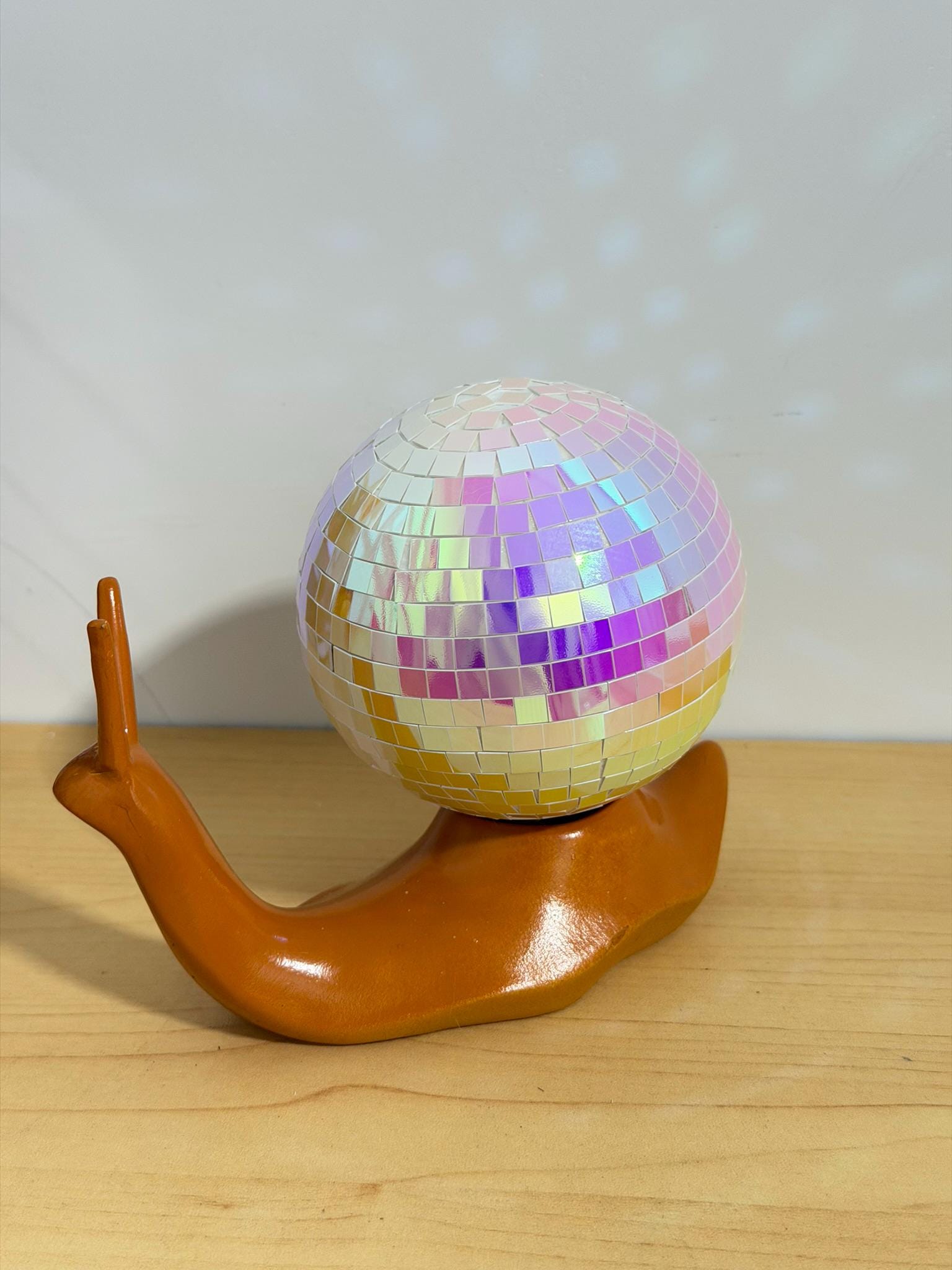 Rainbow Disco Ball Snail Statue, Funky Desk Decor - Etsy