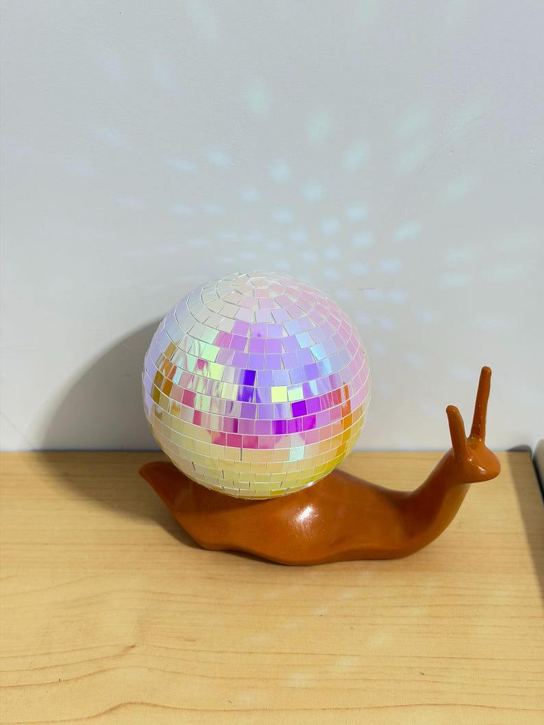 Disco Shell Rainbow Disco Ball Snail Statue, Funky Desk Decor - Etsy