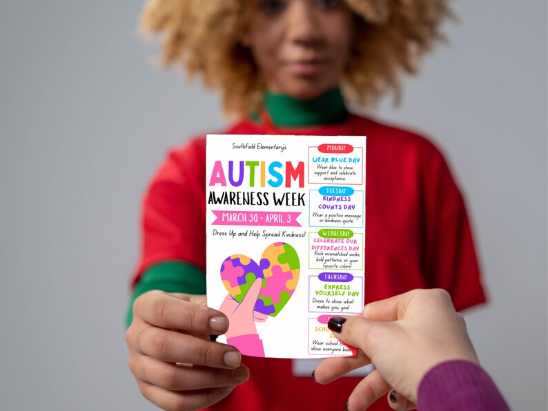 Autism Awareness Spirit Week Flyer, School Autism Acceptance Events ...