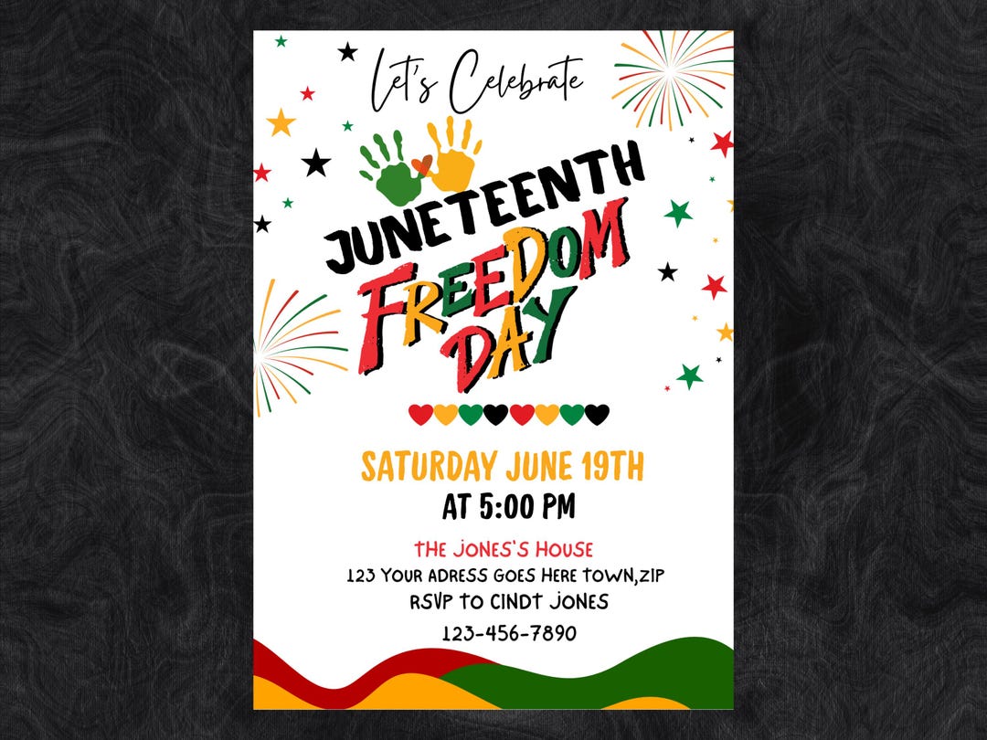 Juneteenth Party Invitation, Black Freedom Celebration Mobile Invite ...