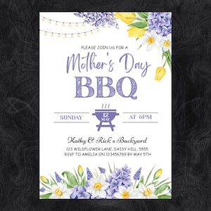 Mother’s Day BBQ Invitation, Mother Day Barbecue Mobile Invite (Canva Editable)