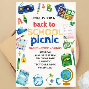 Editable Back To School Picnic Flyer Invitation: PTA PTO Invite Template