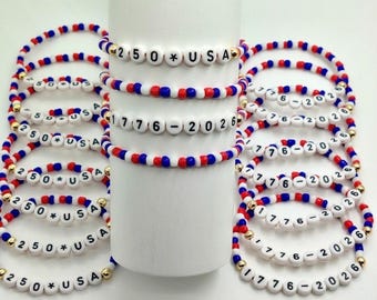 250 ans d'Amérique/Bracelet d'anniversaire des États-Unis/Bijoux du Memorial Day/De 1776 à 2026/Cadeau du 4 juillet/Cadeau du jour de l'indépendance/Cadeau du 250e anniversaire