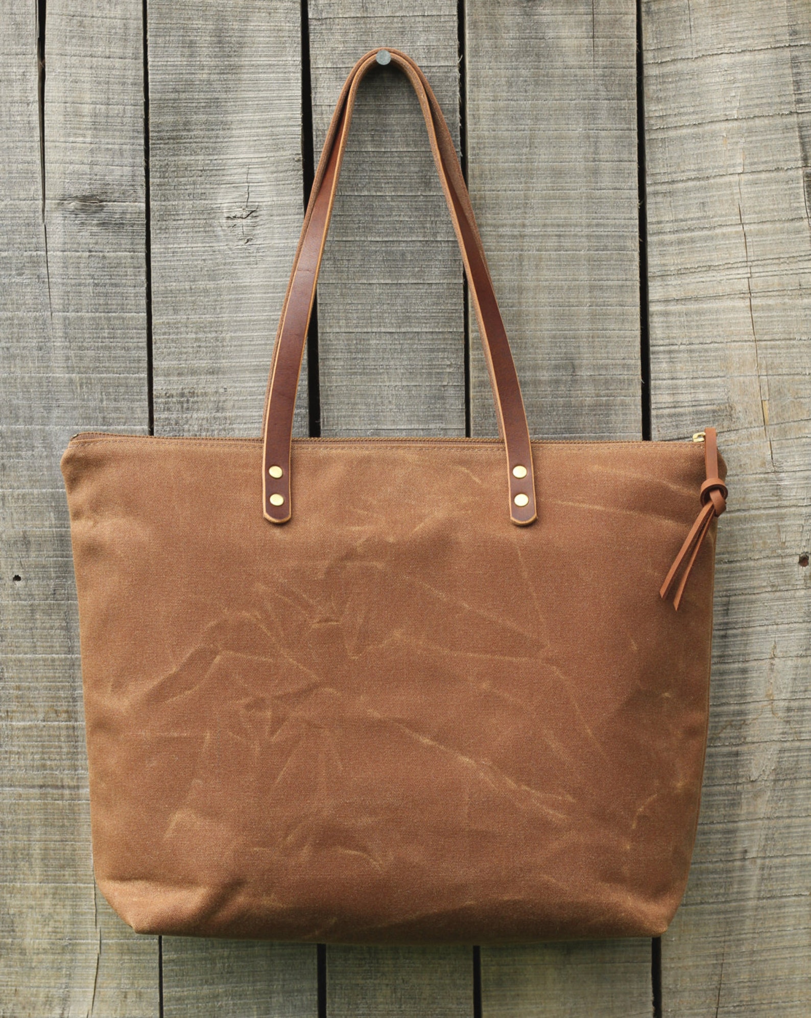 The Everyday Tote in SAHARA // Waxed Canvas Tote Bag // | Etsy