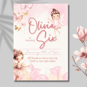 Editable Fairy Birthday Invitation | Whimsical Enchanted Pixie Fairy Party Magical Floral Fairy Princess Party | Instant Download
