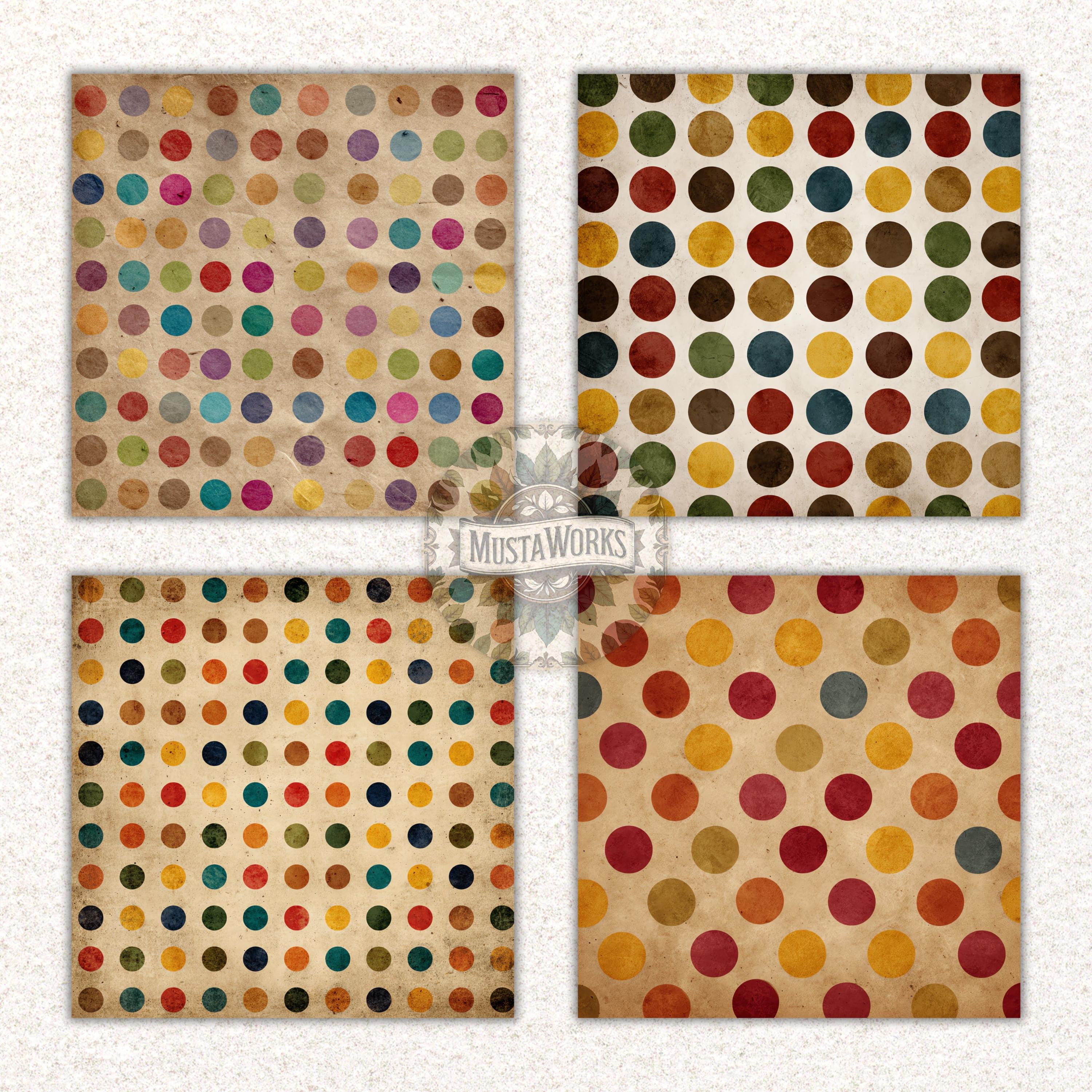Vintage Dots Digital Paper Pack – 12 Polka Dot Designs +2 Bonus Papers ...