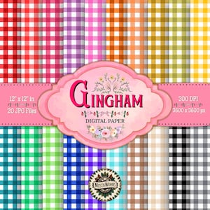 20 Gingham Digital-Papiere - Nahtlose Muster, Hintergründe für Scrapbooking, Basteln, kommerzielle Nutzung, digitaler Download