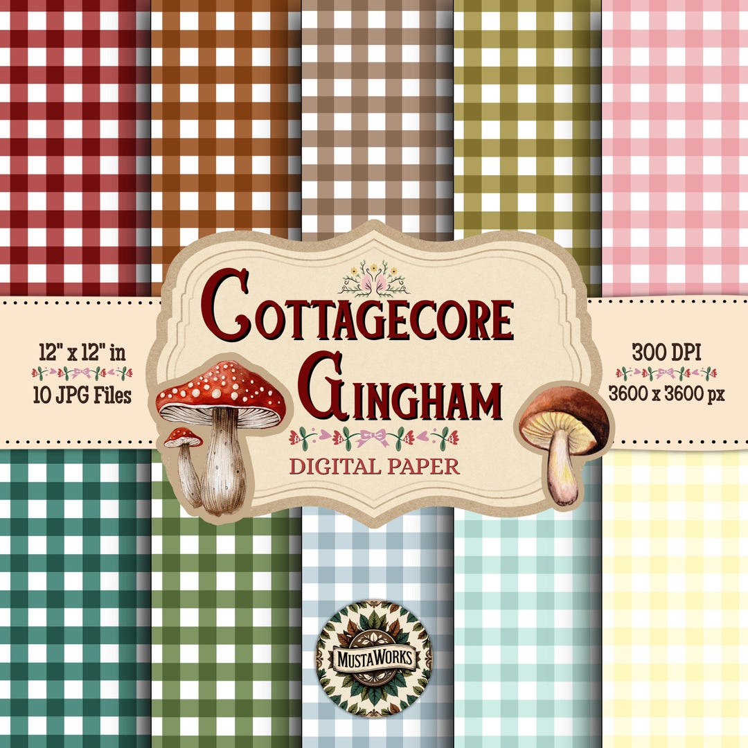 Cottagecore Gingham Digital Paper Pack – 10 Pastel Checkered Patterns ...