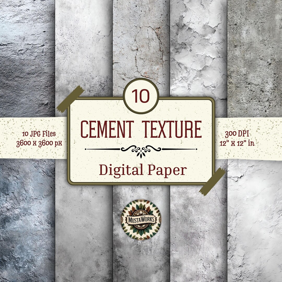 Cement Texture Digital Paper Pack – 10 Concrete Backgrounds – Grunge ...
