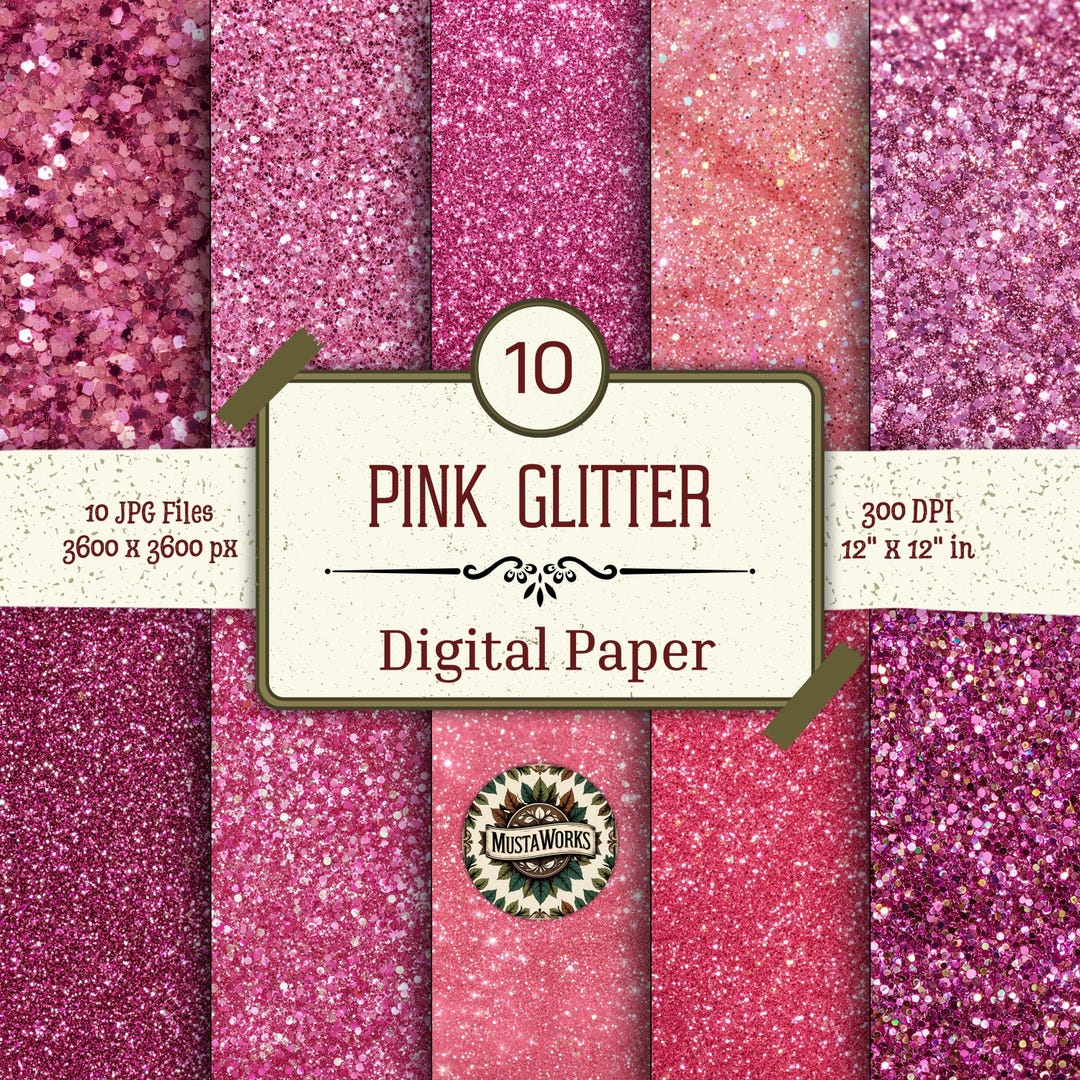 Pink Glitter Digital Paper Pack – 10 Sparkling Backgrounds – Shiny ...