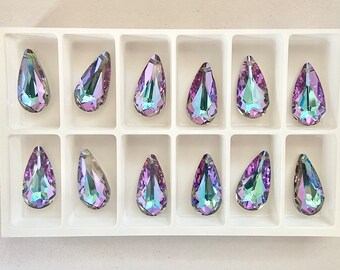 24mm Swarovski Crystal Faceted Teardrop Pendant 6100 Beads virtual light 12 pendant total