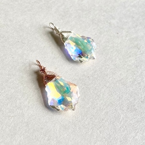 AB Baroque Teardrop Pendant | Rainbow Swarovski Prism | 925 Sterling Silver or 14k Rose Gold Filled | Bridesmaid DIY | QTY 1