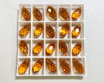 17mm x 8mm Topaz Orange Swarovski Crystal 6010 Briolette Pendant Bead 20 piece