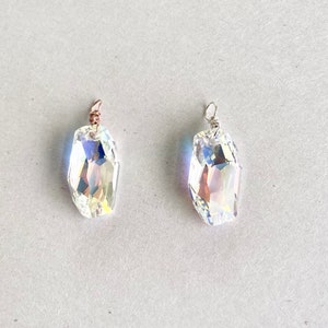 Rainbow Abstract Pendant | Swarovski Crystal | Aurora Borealis Prism | Meteor Geometric | 925 Sterling Silver / 14k Rose Gold Filled | QTY 1