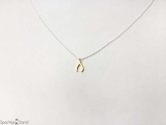 Genuine 925 Sterling Silver Wish Bone Wishbone Pendant Necklace Small Charm