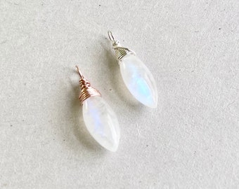 Marquise Moonstone Gemstone Pendant |June Birthstone Jewelry | Birthday Present Idea | 925 Sterling Silver or 14k Rose Gold Filled | QTY 1