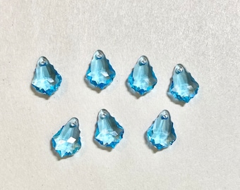 16mm Swarovski Crystal Baroque Teardrop Pendant Beads Aquamarine Blue 7 pendant total