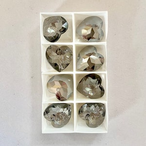 18mm Faceted Heart Swarovski Crystal 6215 Pendant Bead Satin Grey 8 piece