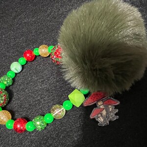 Triple Mushroom inspired keychain wristlet