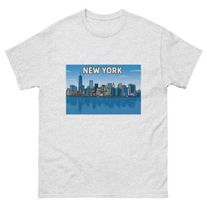 New York Skyline Cartoon T-Shirt – NYC Cityscape Graphic Tee on Gildan 5000 – Manhattan Skyline Shirt, New York Travel Gift