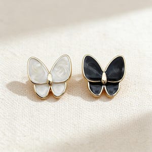 Gold Edge Butterfly Resin Buttons, Enamel Shank Sewing Supplies (Set of 6)