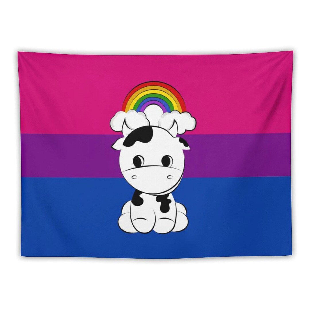 Custom Bisexual Pride Flag Tapestry, Kawaii Rainbow Wall Hanging ...