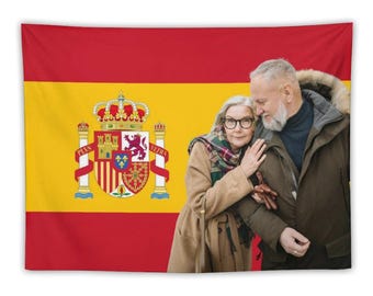 Custom Spain Flag Tapestry, Personalized Spanish Pride Banner for Living Room Bedroom Party